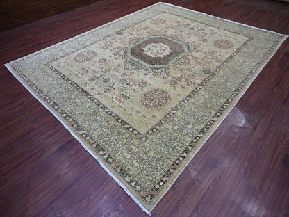Green 9'3" x 11'8" Mamluk Hand knotted Wool Rug - Sku: O022102