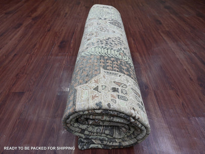 Green 9'3" x 11'8" Mamluk Hand knotted Wool Rug - Sku: O022102