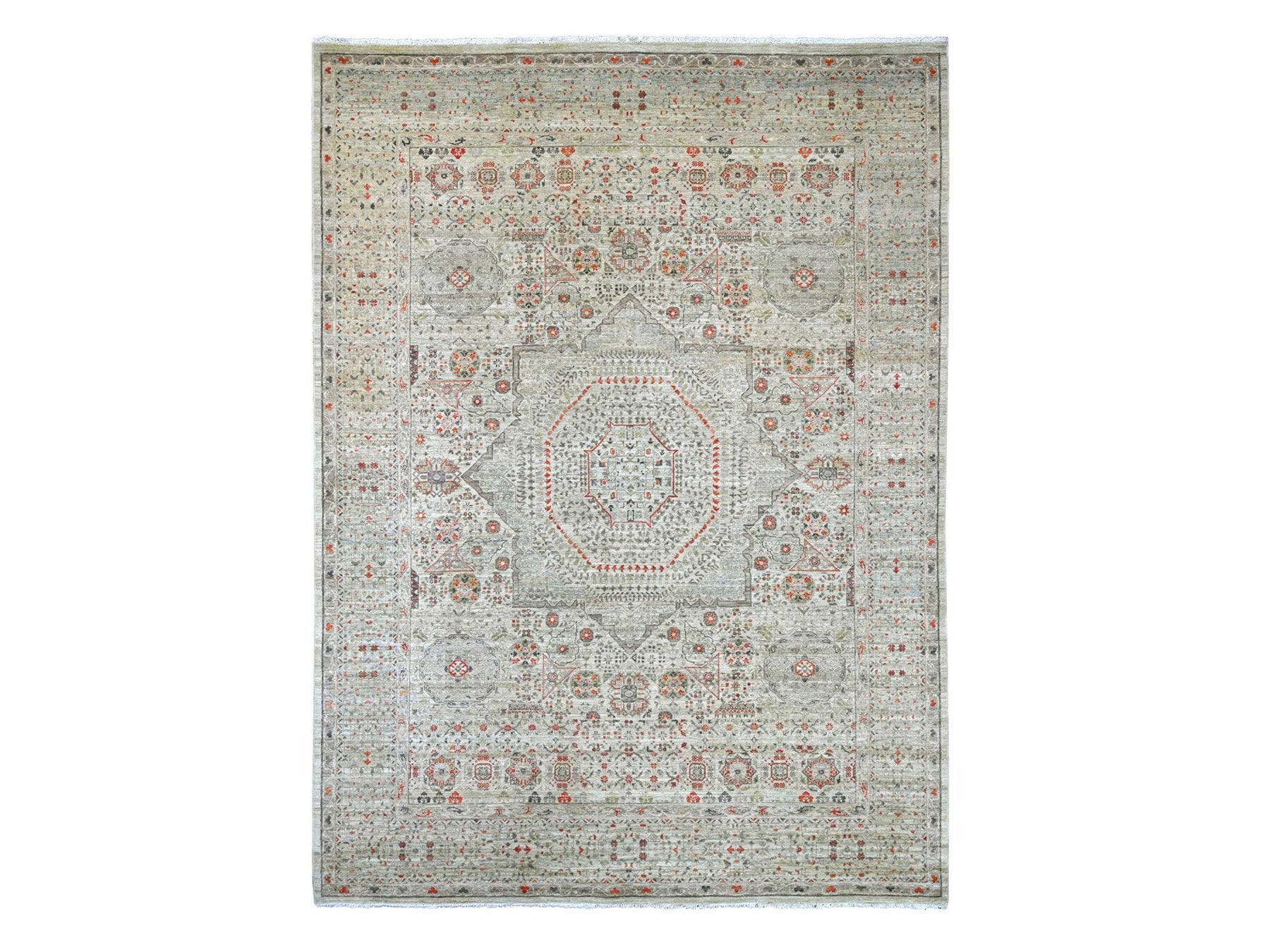 Mamluk Mamluk hand-knotted wool rug in Gray, 8'10" x 11'10" — SKU O022103
