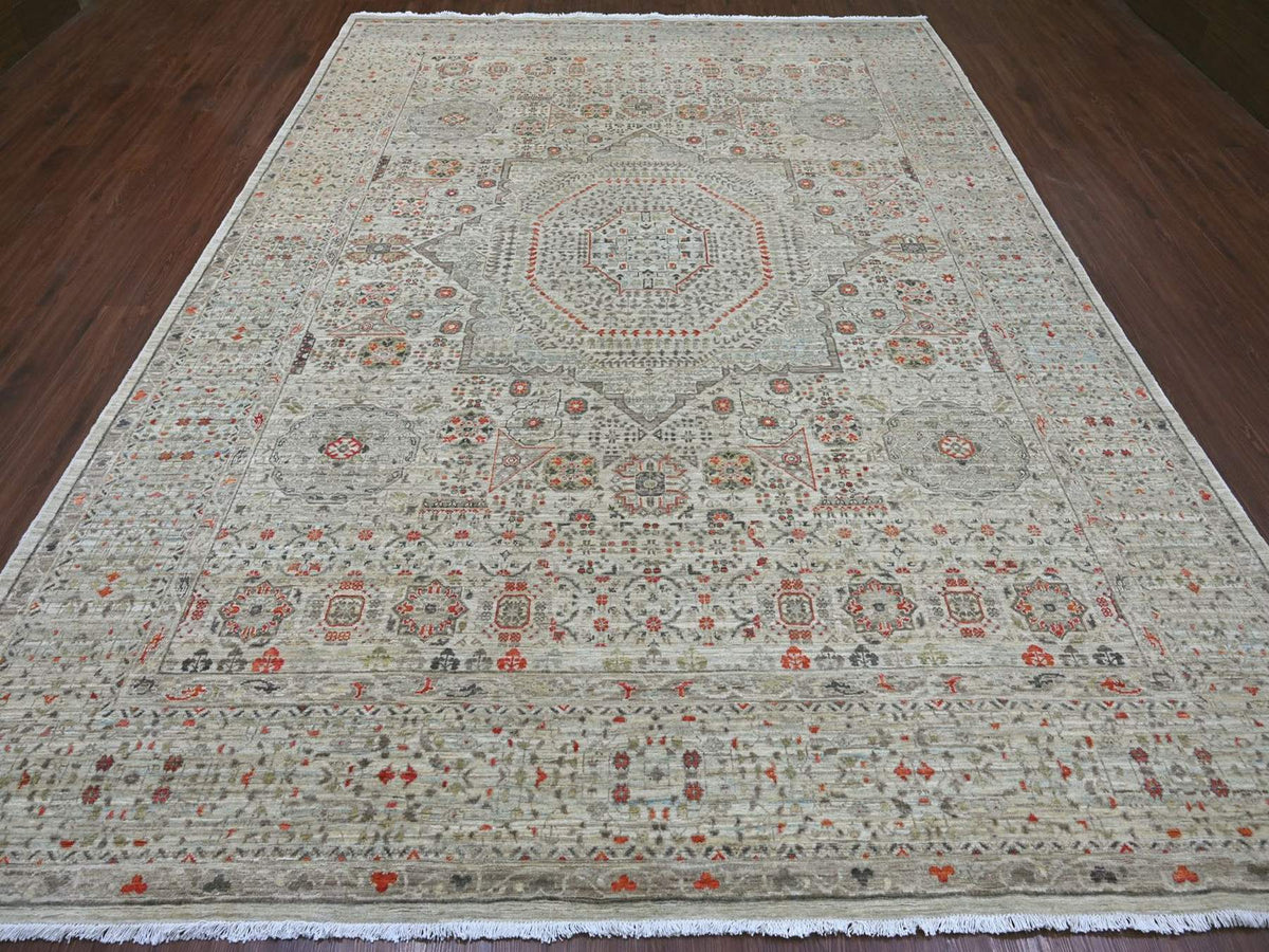 Mamluk Mamluk hand-knotted wool rug in Gray, 8'10" x 11'10" — SKU O022103 (view 2)