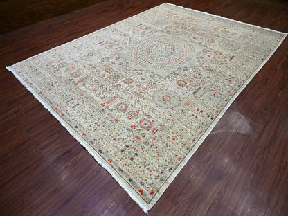 Mamluk Mamluk hand-knotted wool rug in Gray, 8'10" x 11'10" — SKU O022103 (view 3)