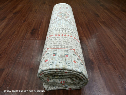 Mamluk Mamluk hand-knotted wool rug in Gray, 8'10" x 11'10" — SKU O022103 (view 9)