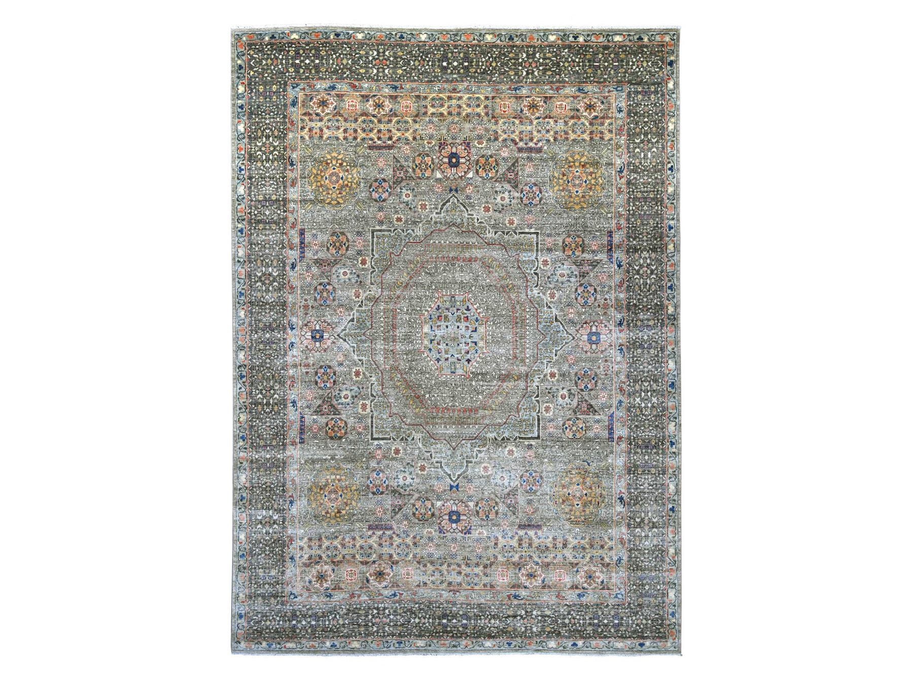 Grey 9'10" x 13'4" Mamluk Hand knotted Wool Rug - Sku: O022105