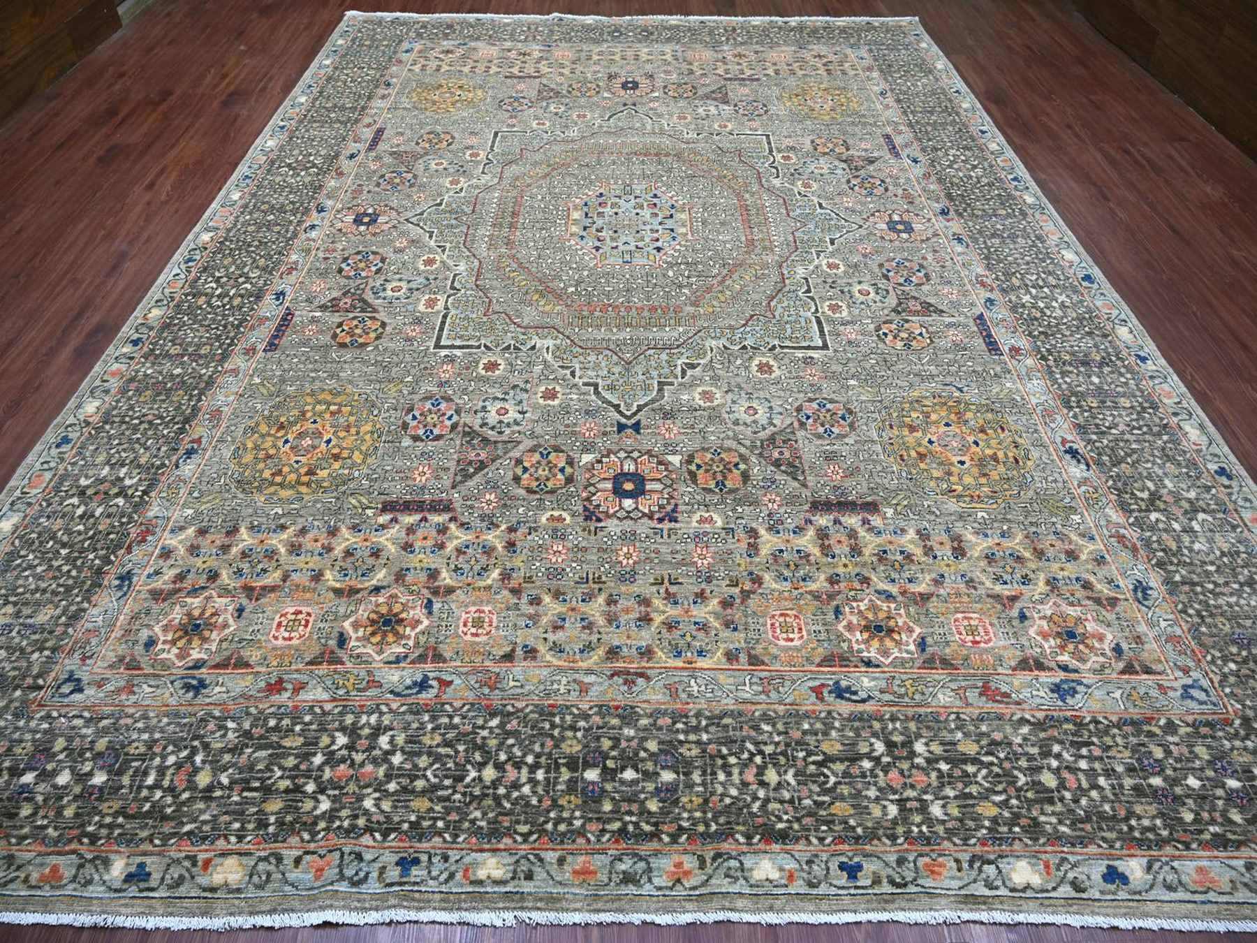 Grey 9'10" x 13'4" Mamluk Hand knotted Wool Rug - Sku: O022105
