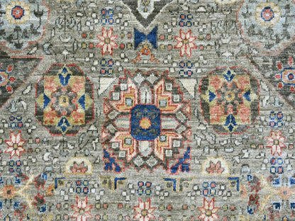 Grey 9'10" x 13'4" Mamluk Hand knotted Wool Rug - Sku: O022105