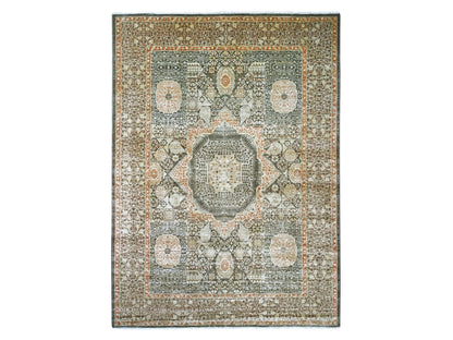 Brown 10'2" x 13'9" Mamluk Hand knotted Wool Rug - Sku: O022108
