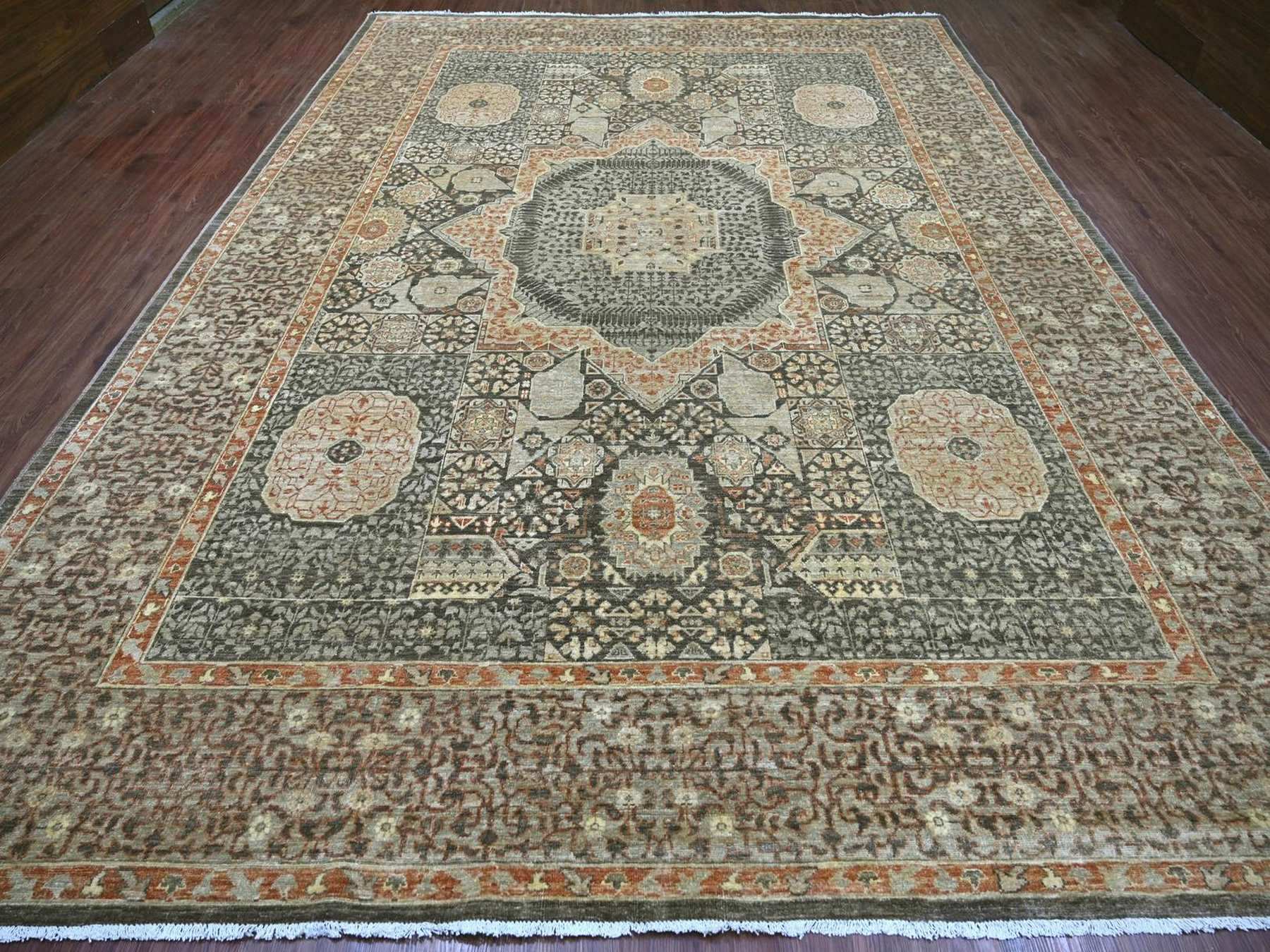 Brown 10'2" x 13'9" Mamluk Hand knotted Wool Rug - Sku: O022108