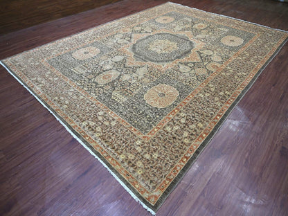 Brown 10'2" x 13'9" Mamluk Hand knotted Wool Rug - Sku: O022108