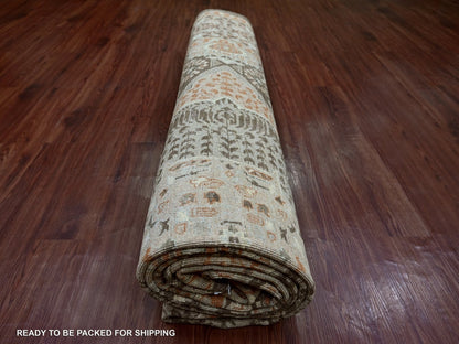 Brown 10'2" x 13'9" Mamluk Hand knotted Wool Rug - Sku: O022108