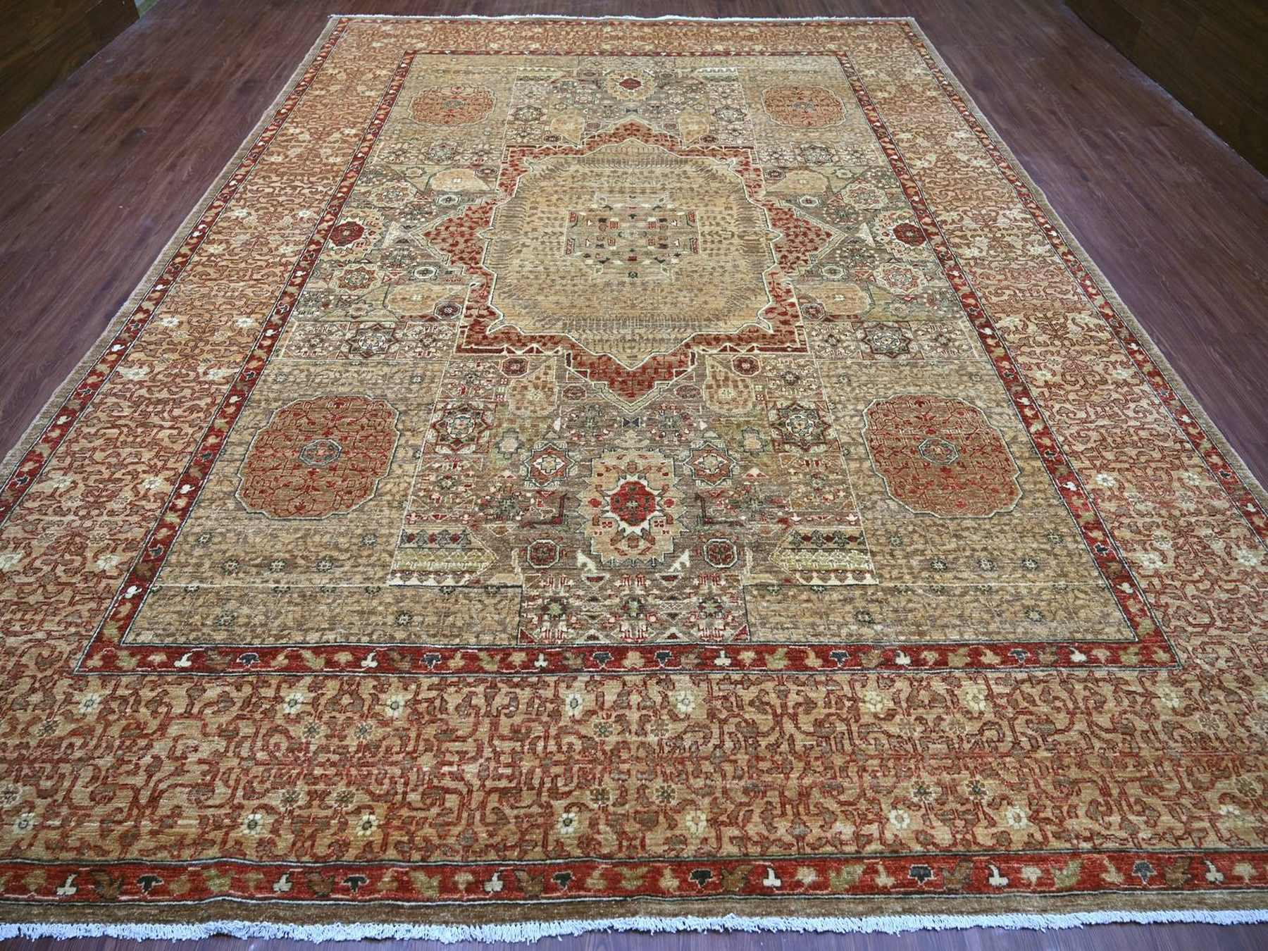 Brown 10'1" x 13'7" Mamluk Hand knotted Wool Rug - Sku: O022110