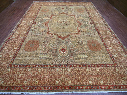 Brown 10'1" x 13'7" Mamluk Hand knotted Wool Rug - Sku: O022110
