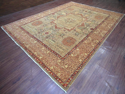 Brown 10'1" x 13'7" Mamluk Hand knotted Wool Rug - Sku: O022110