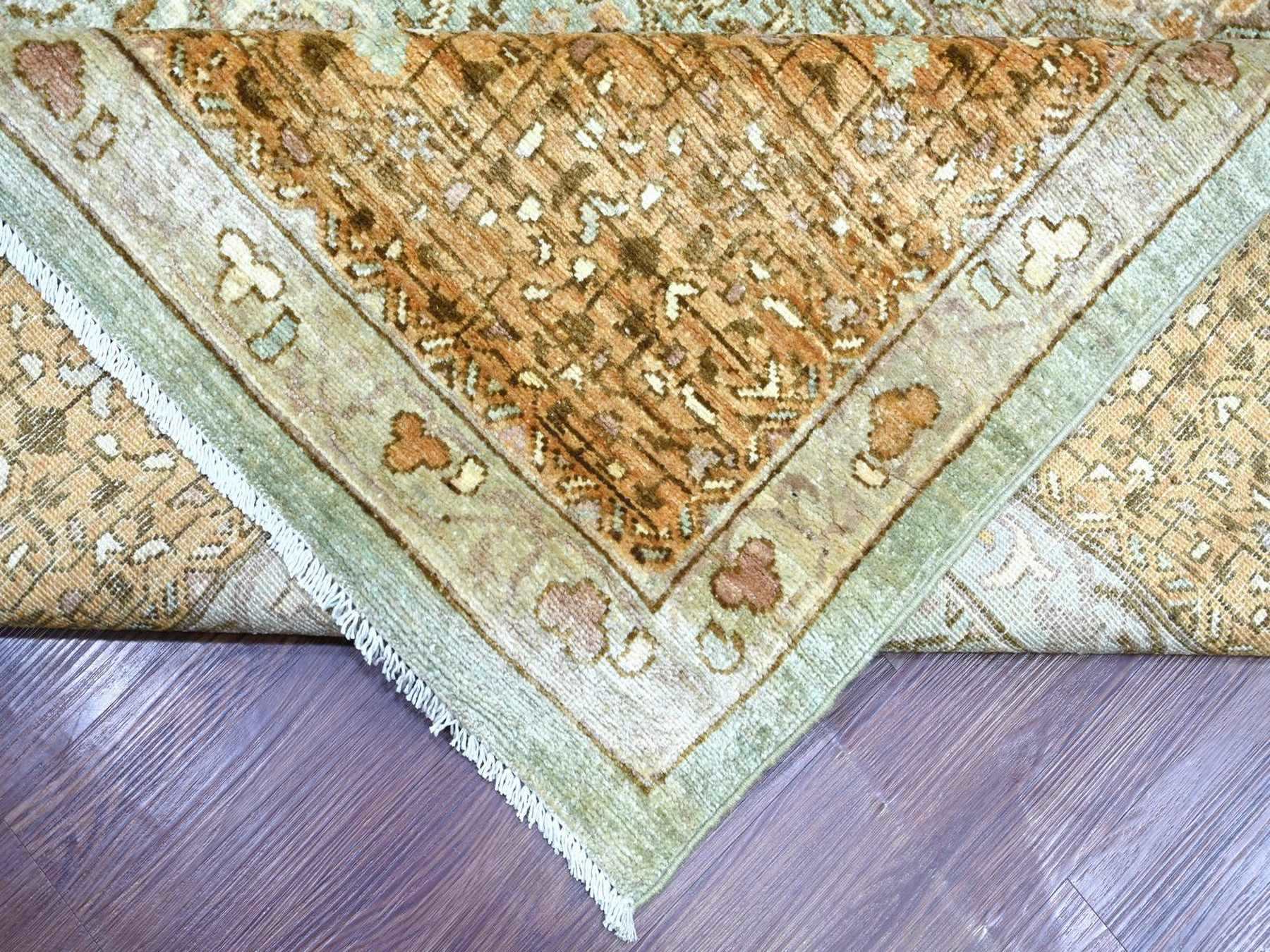 Mamluk Mamluk hand-knotted wool rug in Green & Brown, 10' x 14'6" — SKU O022111 (view 6)
