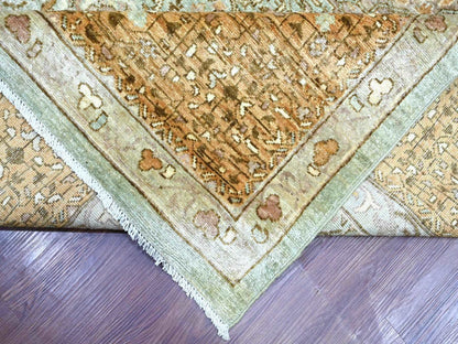 Mamluk Mamluk hand-knotted wool rug in Green & Brown, 10' x 14'6" — SKU O022111 (view 6)