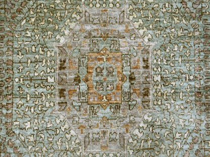 Green 10'0" x 14'6" Mamluk Hand knotted Wool Rug - Sku: O022111