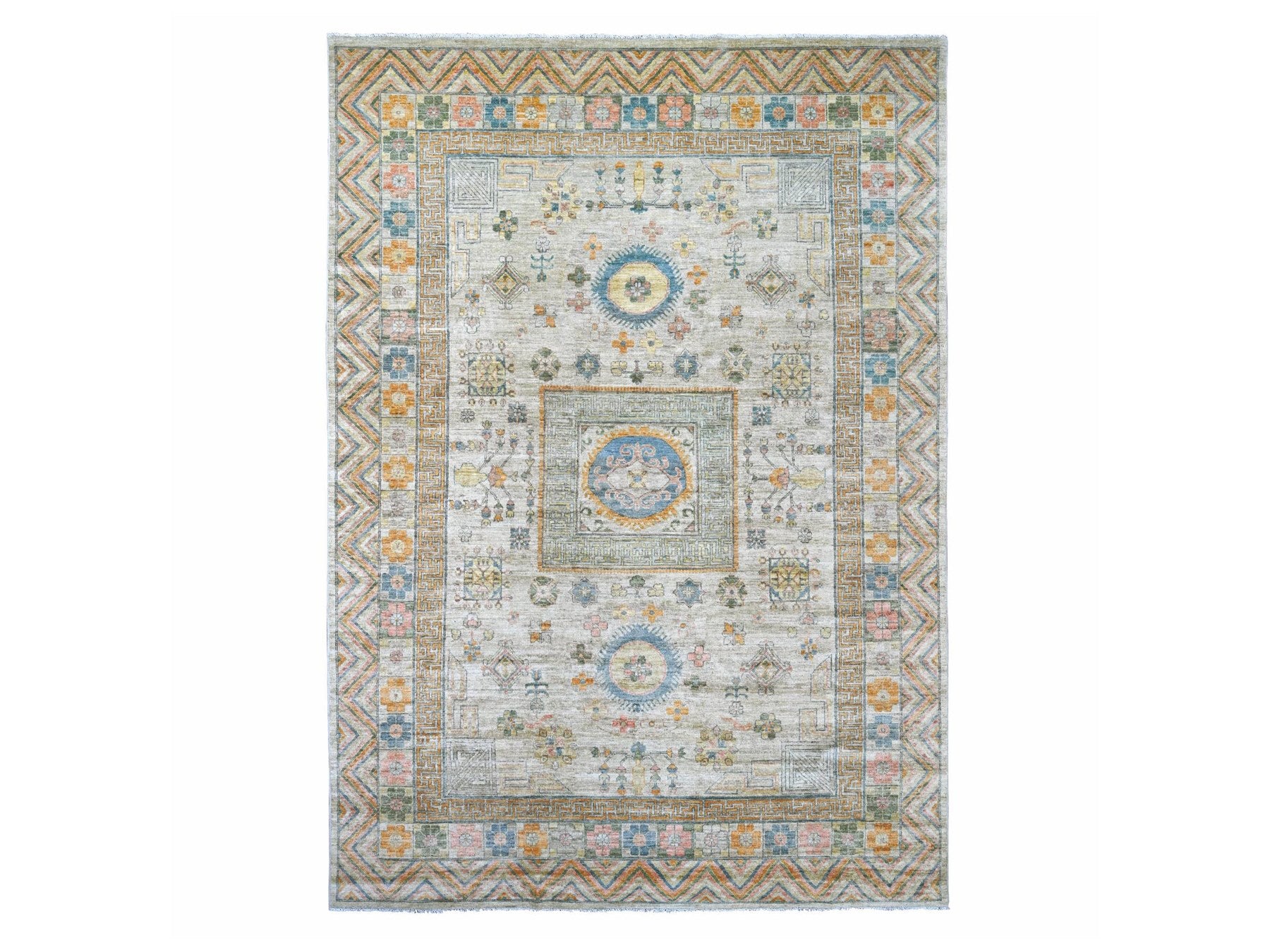 Ivory 9'7" x 13'4" Oushak And Peshawar Hand knotted Wool Rug - Sku: O022113
