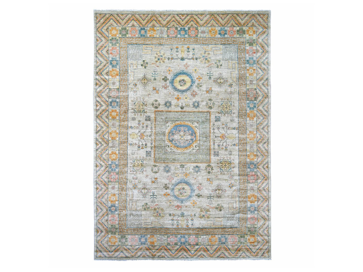 Khotan Oushak hand-knotted wool rug in Ivory, 9'7" x 13'4" — SKU O022113