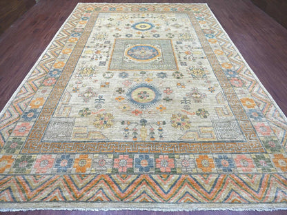 Khotan Oushak hand-knotted wool rug in Ivory, 9'7" x 13'4" — SKU O022113 (view 2)