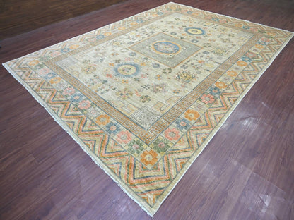 Ivory 9'7" x 13'4" Oushak And Peshawar Hand knotted Wool Rug - Sku: O022113
