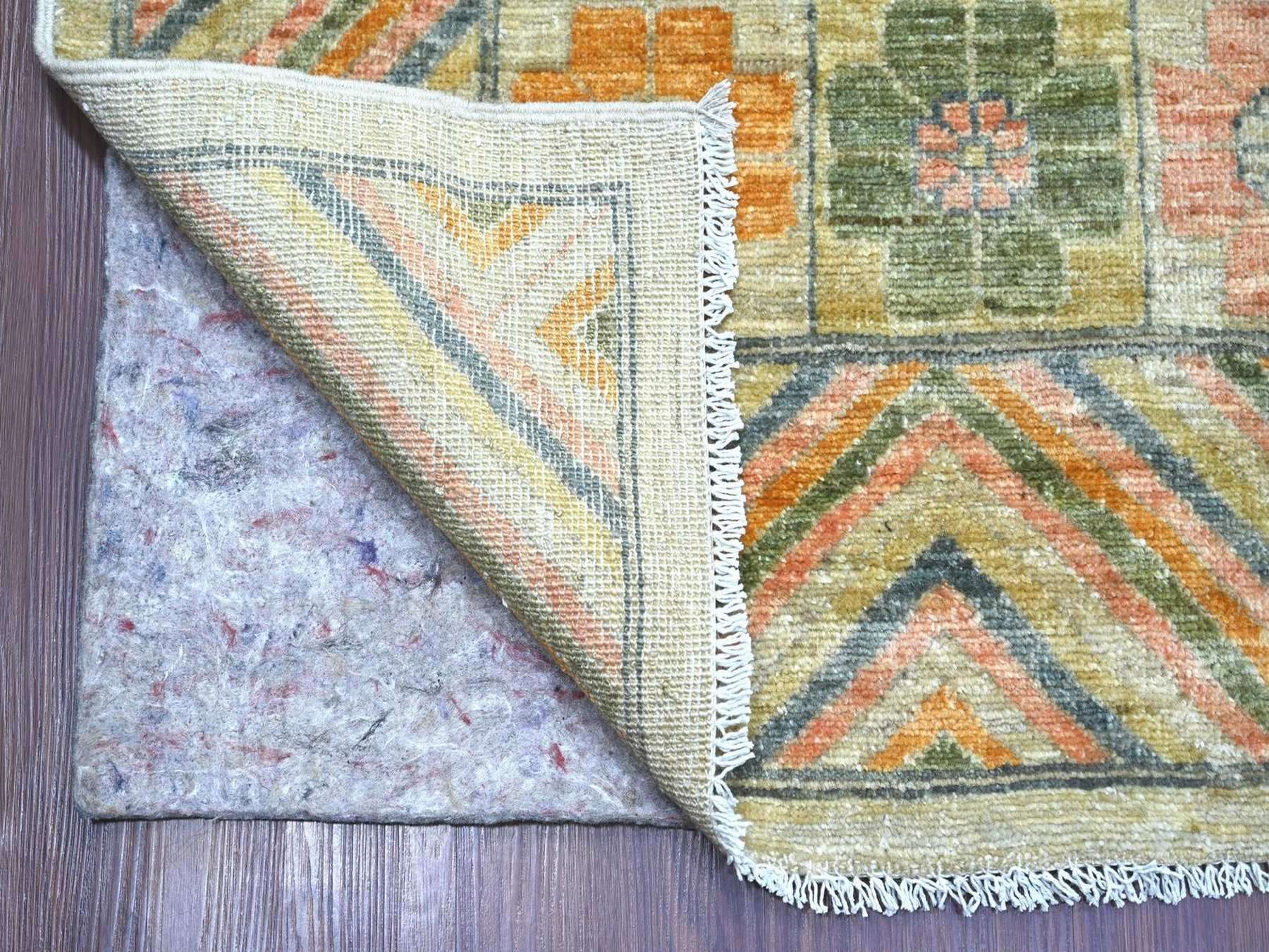 Khotan Oushak hand-knotted wool rug in Ivory, 9'7" x 13'4" — SKU O022113 (view 4)