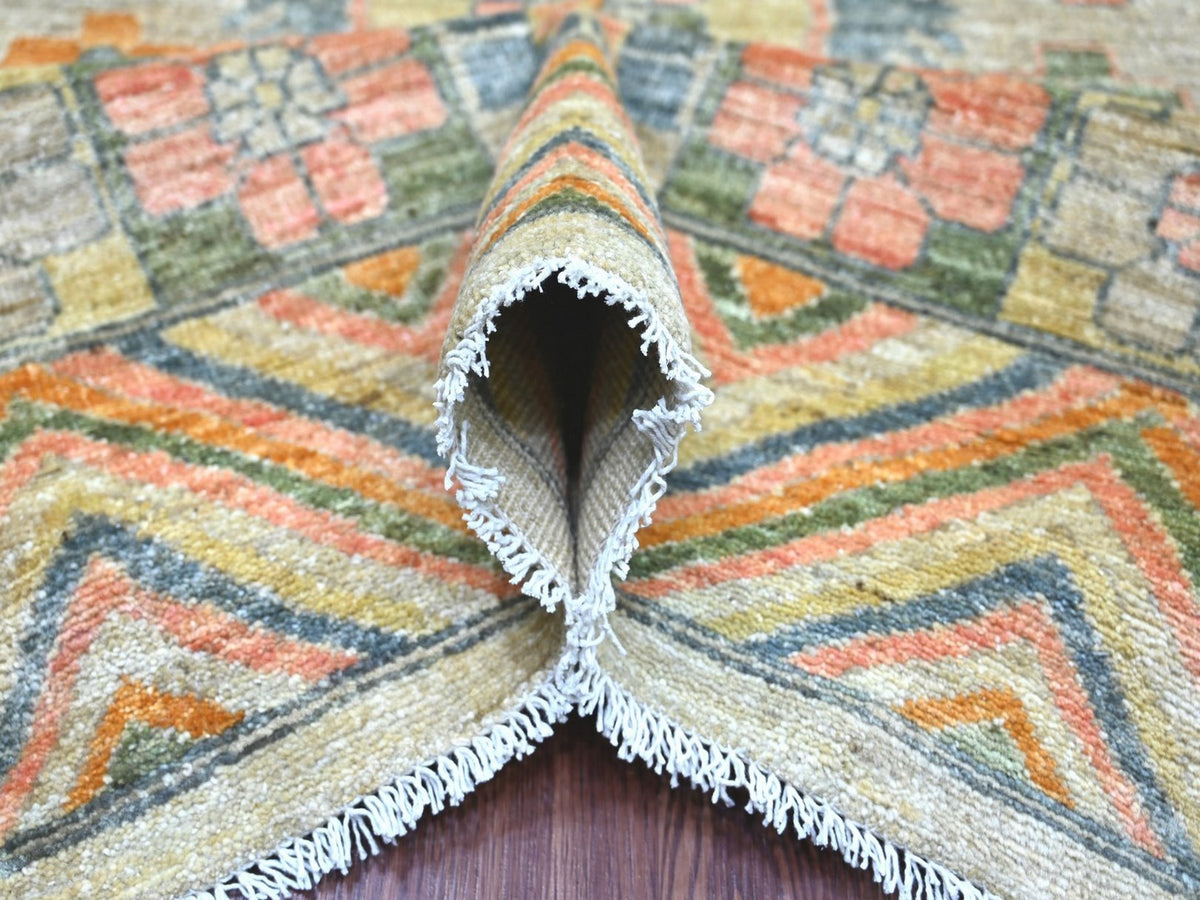 Khotan Oushak hand-knotted wool rug in Ivory, 9'7" x 13'4" — SKU O022113 (view 5)