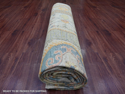 Khotan Oushak hand-knotted wool rug in Ivory, 9'7" x 13'4" — SKU O022113 (view 9)