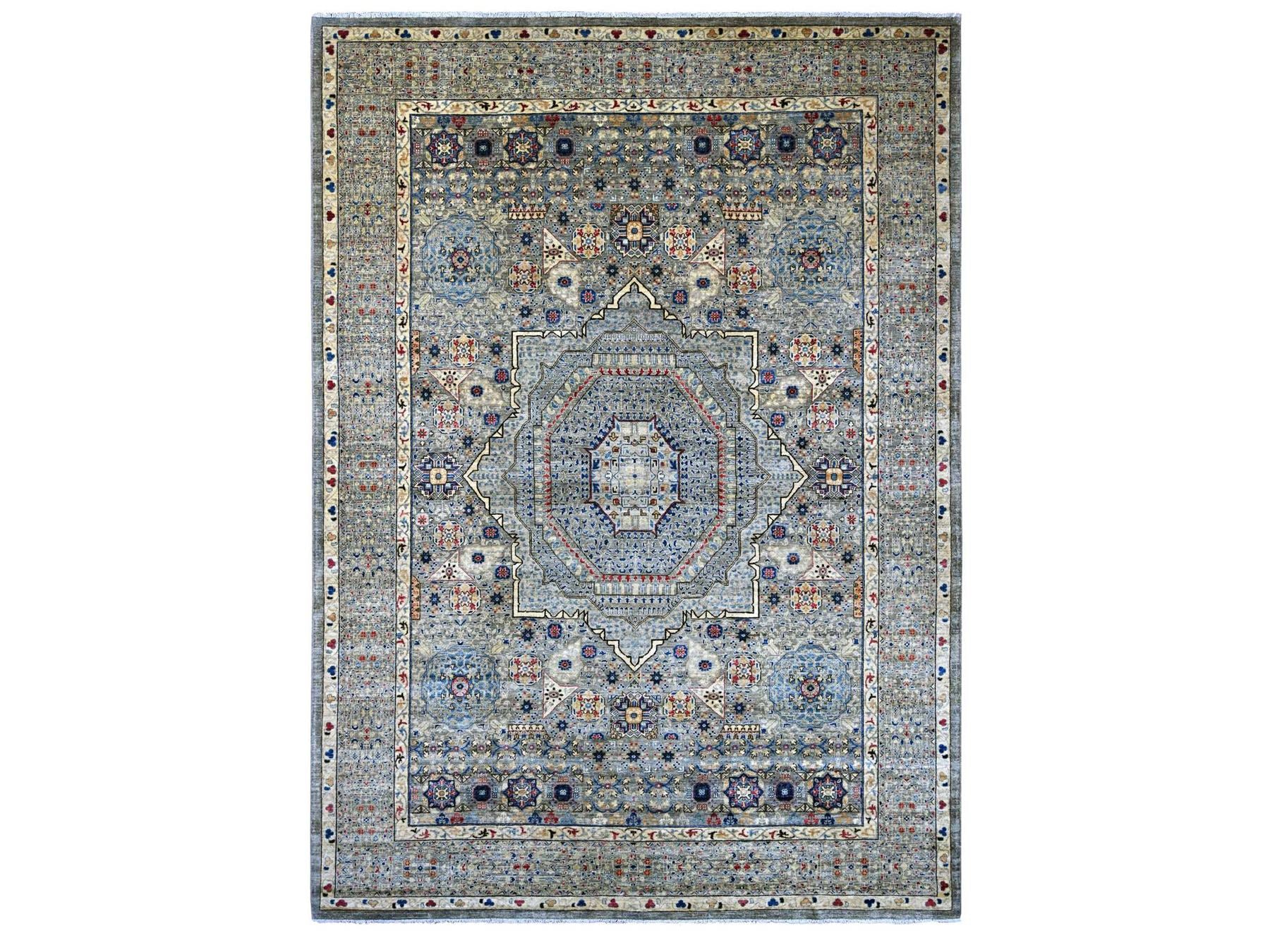 Grey 10'0" x 13'9" Mamluk Hand knotted Wool Rug - Sku: O022114