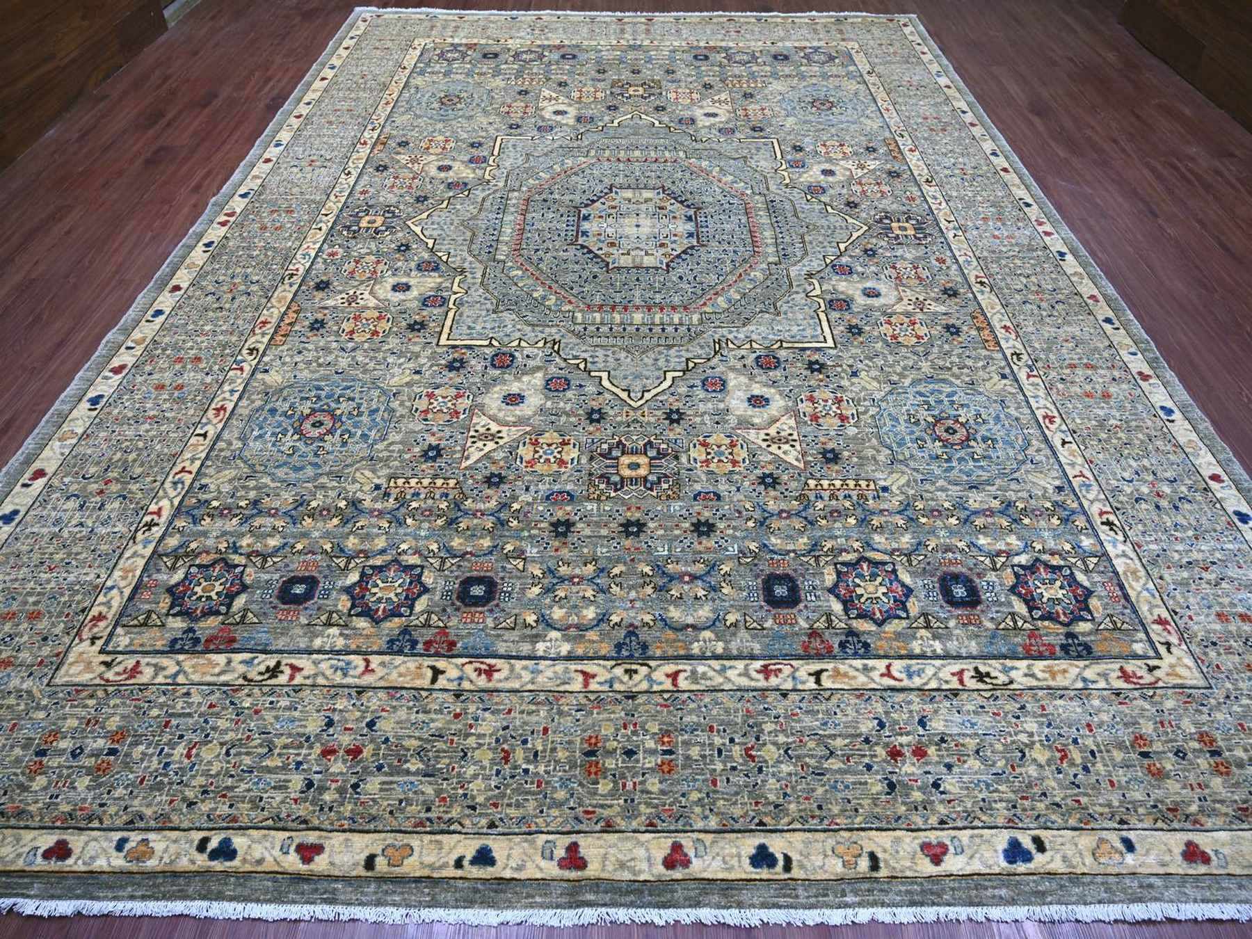 Grey 10'0" x 13'9" Mamluk Hand knotted Wool Rug - Sku: O022114