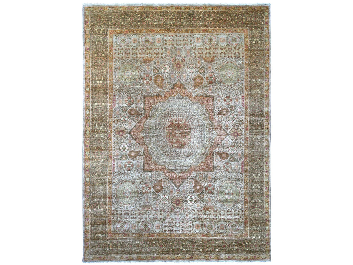 Mamluk Mamluk hand-knotted wool rug in Gray & Brown, 9'9" x 13'4" — SKU O022115