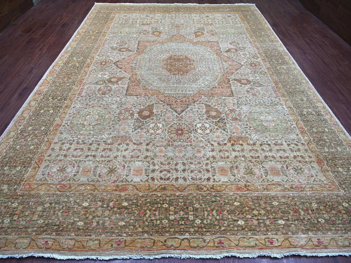 Mamluk Mamluk hand-knotted wool rug in Gray & Brown, 9'9" x 13'4" — SKU O022115 (view 2)