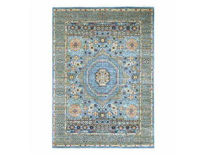 Blue 8'10" x 12'2" Mamluk Hand knotted Wool Rug - Sku: O022116