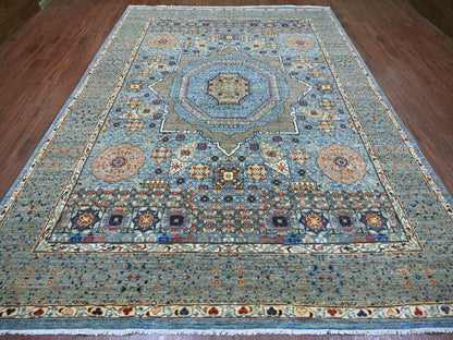 Blue 8'10" x 12'2" Mamluk Hand knotted Wool Rug - Sku: O022116
