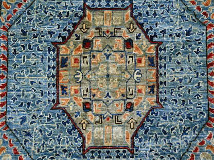 Blue 8'10" x 12'2" Mamluk Hand knotted Wool Rug - Sku: O022116