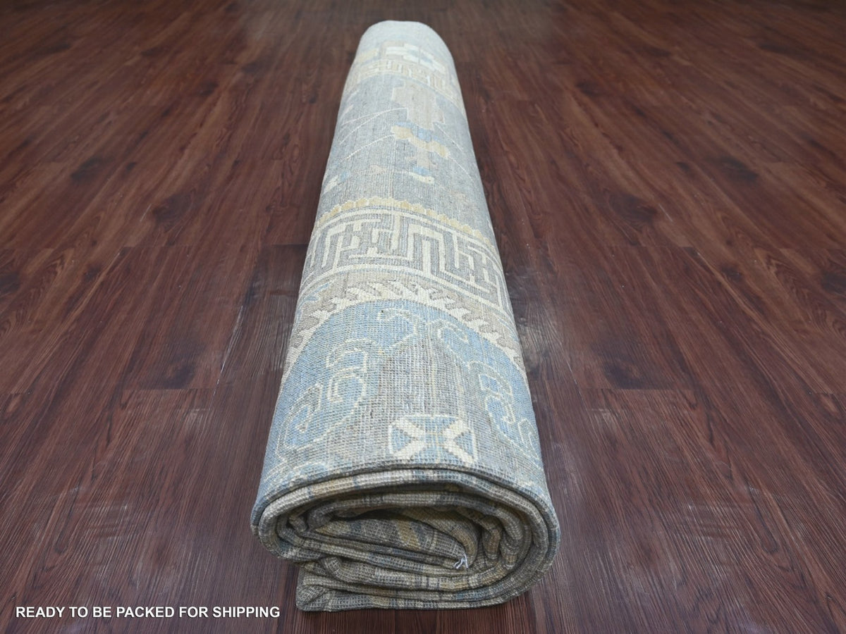 Khotan Oushak hand-knotted wool rug in Gray, 11'6" x 14'4" — SKU O022119 (view 9)