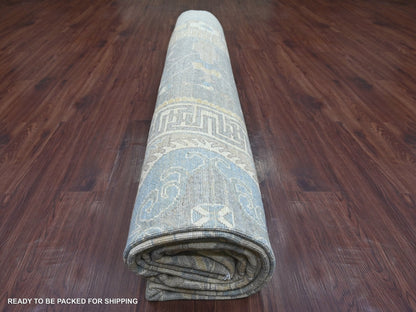 Khotan Oushak hand-knotted wool rug in Gray, 11'6" x 14'4" — SKU O022119 (view 9)