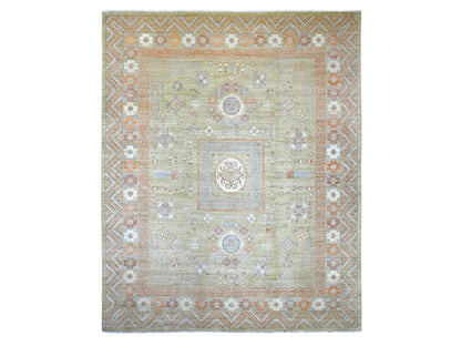 Green 11'10" x 14'6" Oushak And Peshawar Hand knotted Wool Rug - Sku: O022120