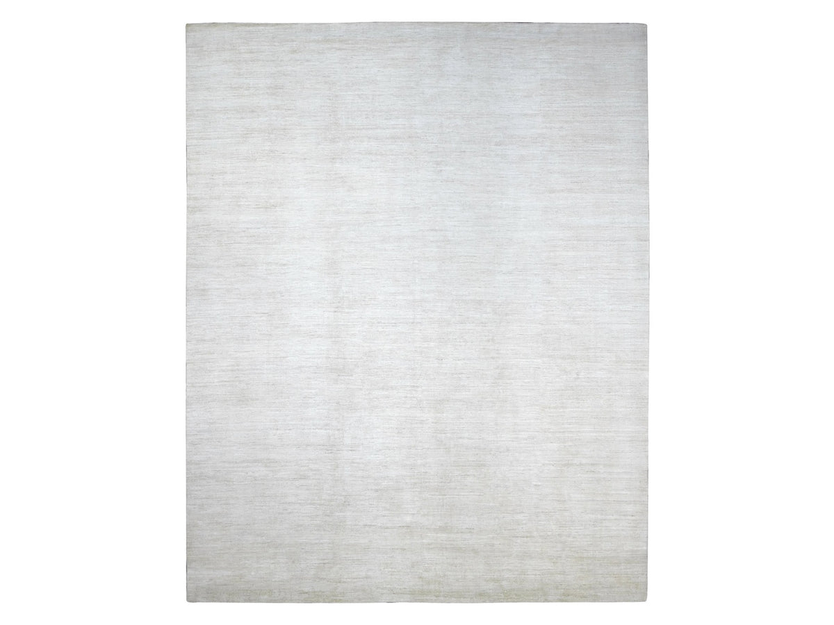 Modern / Contemporary hand-knotted wool rug in Ivory, 11'5" x 14'4" — SKU O022121