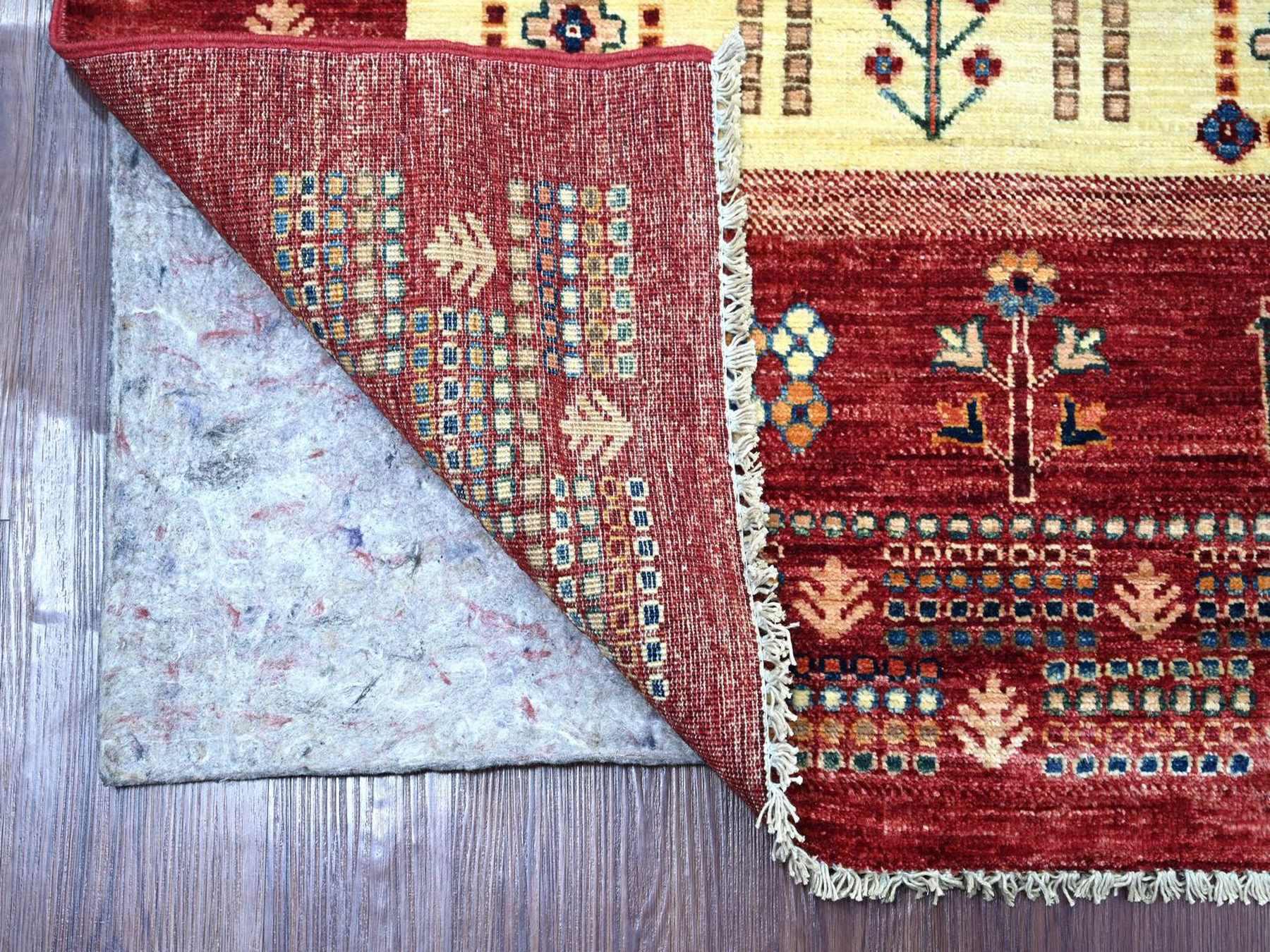 Gabbeh Tribal & Geometric hand-knotted wool rug in Red, 5'8" x 7'11" — SKU O022125 (view 2)