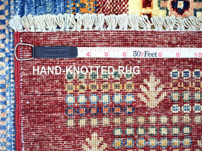 Gabbeh Tribal & Geometric hand-knotted wool rug in Red, 5'8" x 7'11" — SKU O022125 (view 6)