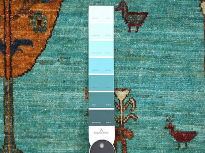Blue 5'8" x 9'9" Tribal & Geometric Hand knotted Wool Rug - Sku: O022128
