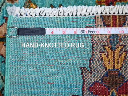 Blue 5'8" x 9'9" Tribal & Geometric Hand knotted Wool Rug - Sku: O022128
