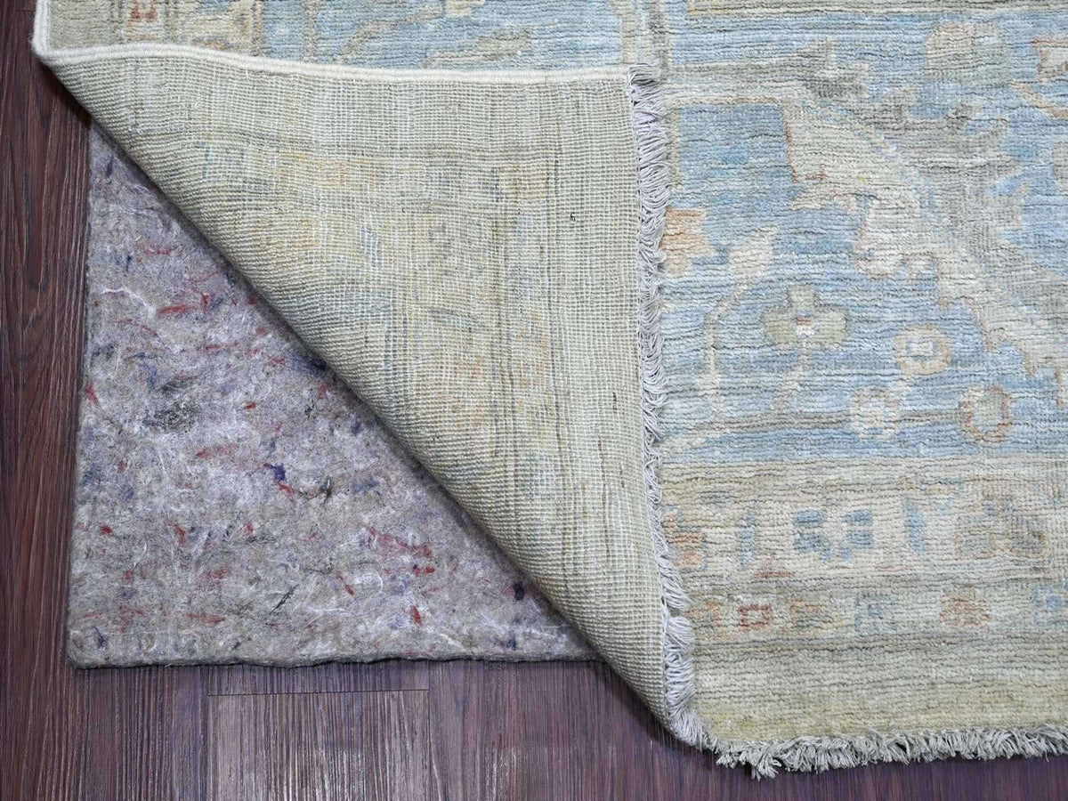 Mahal Oushak hand-knotted wool rug in Gray & Blue, 11'9" x 14' — SKU O022130 (view 4)