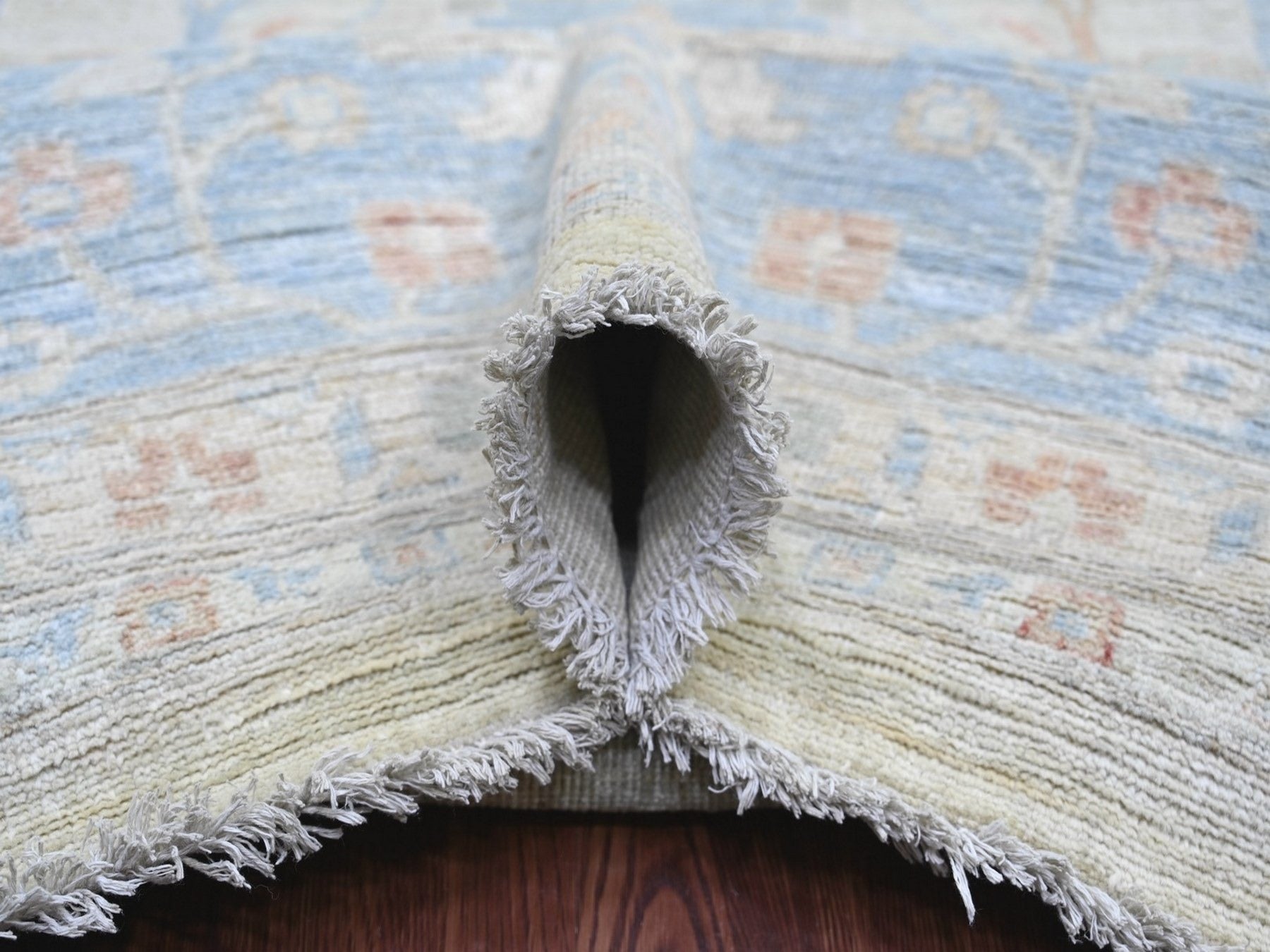 Mahal Oushak hand-knotted wool rug in Gray & Blue, 11'9" x 14' — SKU O022130 (view 5)