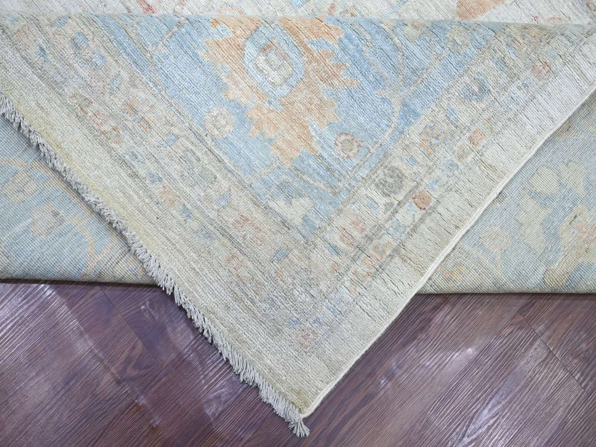 Mahal Oushak hand-knotted wool rug in Gray & Blue, 11'9" x 14' — SKU O022130 (view 6)
