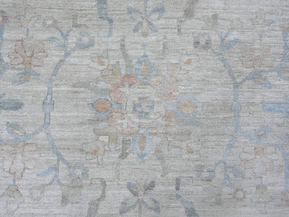 Mahal Oushak hand-knotted wool rug in Gray & Blue, 11'9" x 14' — SKU O022130 (view 8)