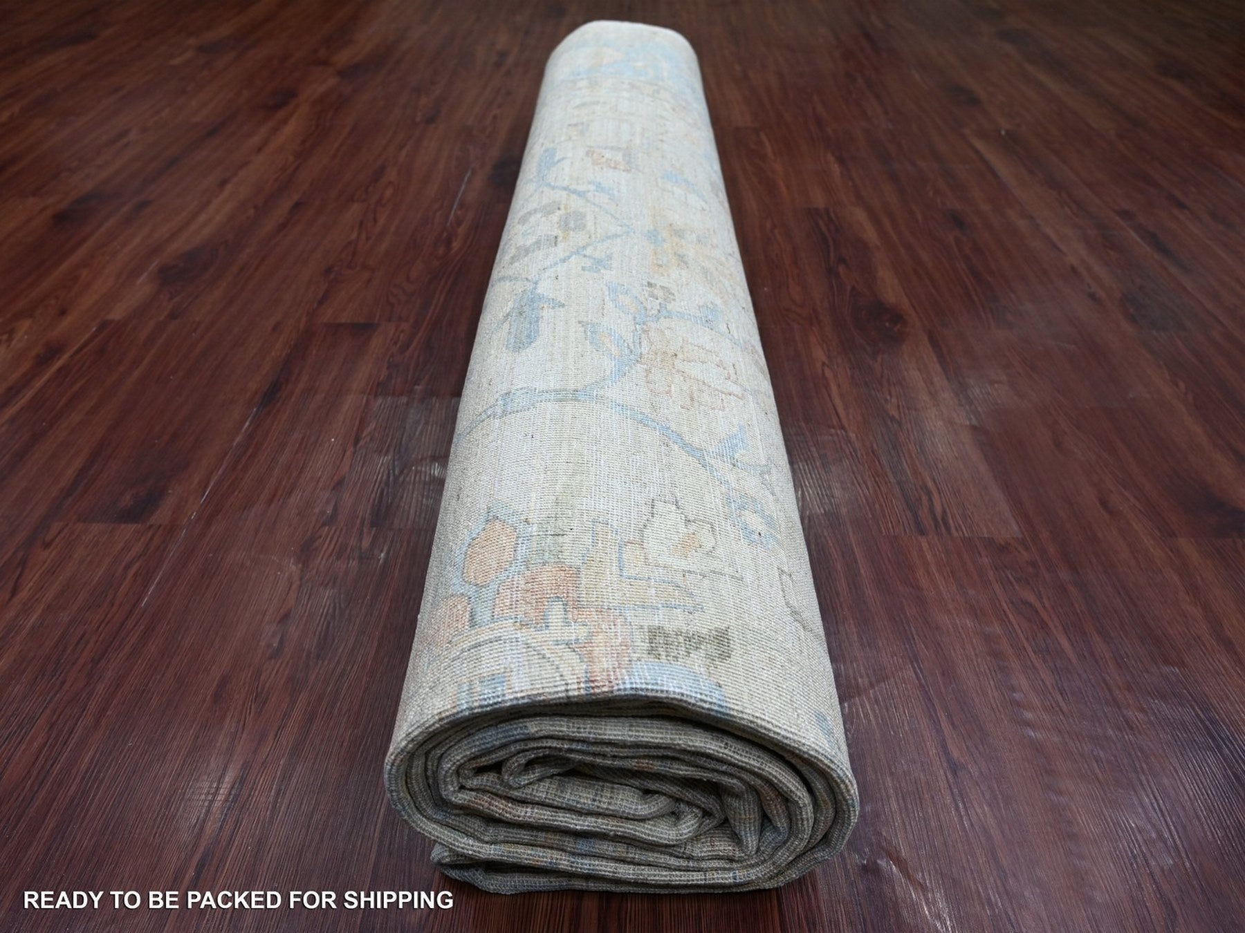 Mahal Oushak hand-knotted wool rug in Gray & Blue, 11'9" x 14' — SKU O022130 (view 9)