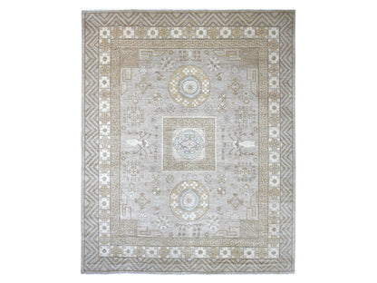 Khotan Oushak hand-knotted wool rug in Gray, 12'1" x 14'6" — SKU O022132