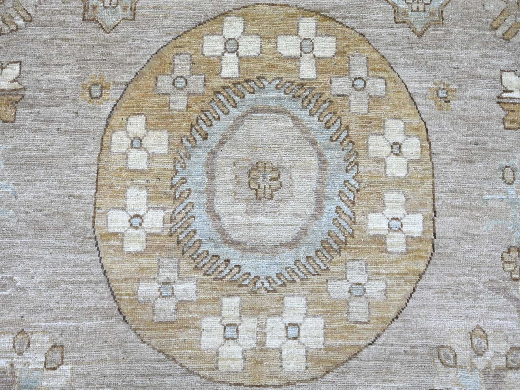 Khotan Oushak hand-knotted wool rug in Gray, 12'1" x 14'6" — SKU O022132 (view 8)