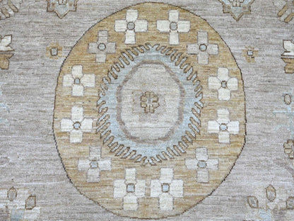 Khotan Oushak hand-knotted wool rug in Gray, 12'1" x 14'6" — SKU O022132 (view 8)