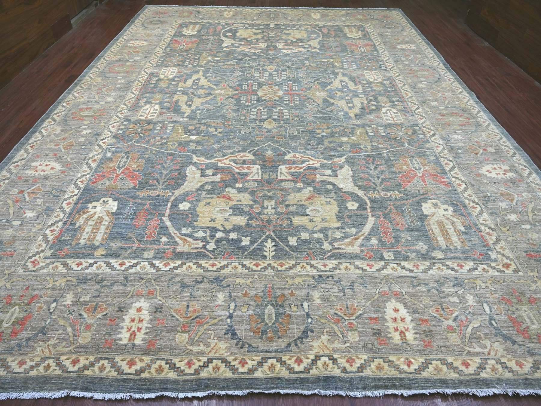 Peshawar Oushak hand-knotted wool rug in Gray, 12' x 15'10" — SKU O022136 (view 2)